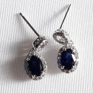 Blue & White  Sapphire Earrings
